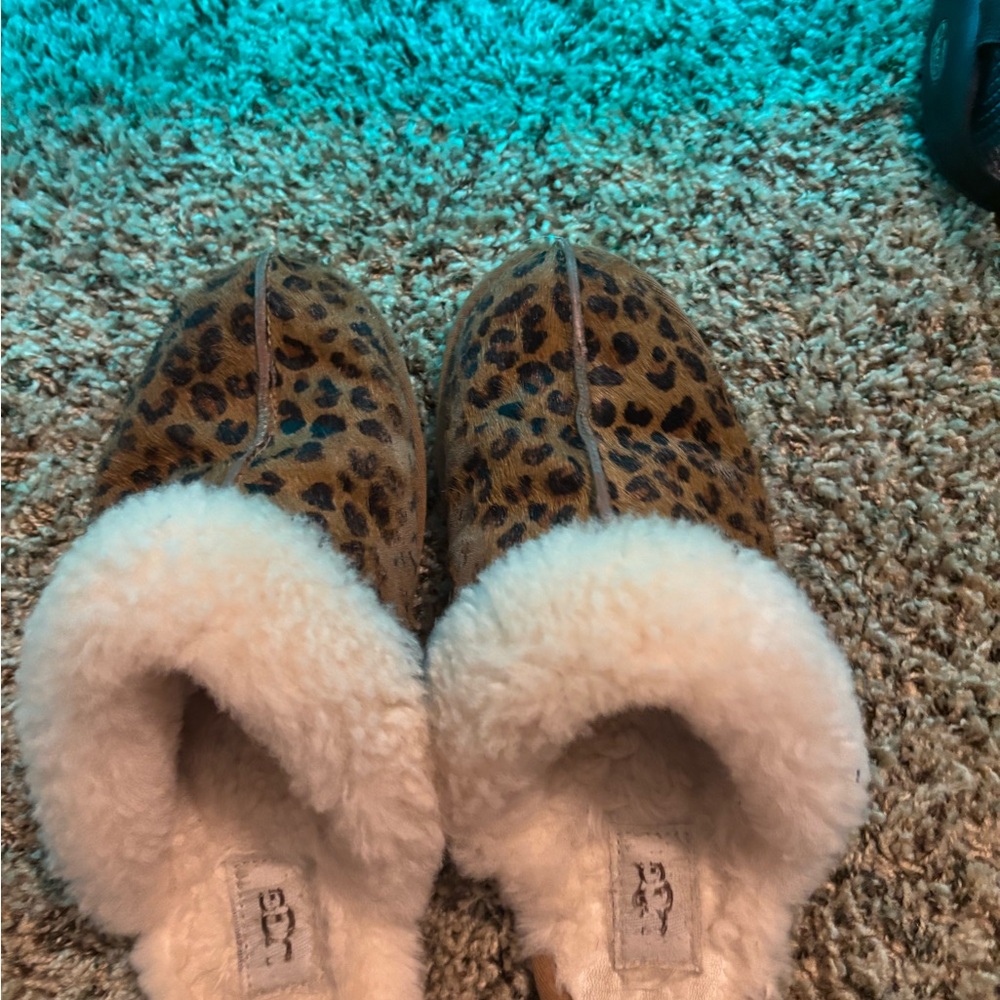 UGG Leopard Print Slippers with Cream Fur